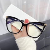 Retro Transparent Anti Blue Light Computer Blocking Glasses Frame Women Oversized Cat Eye Eyewear Optical Spectacle Eyeglass