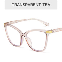 Retro Transparent Anti Blue Light Computer Blocking Glasses Frame Women Oversized Cat Eye Eyewear Optical Spectacle Eyeglass