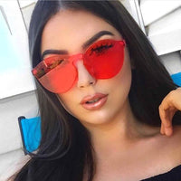 Transparent Cat Eye Sunglasses Women Men Luxury Designer Clear Sun Glasses Integrated Goggles Red Candy 9803