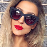 Retro Thick Frame Cat Eye Sunglasses Women Ladies Brand Designer Mirror Lens Cat Eye Sun Glasses For Female oculos de sol