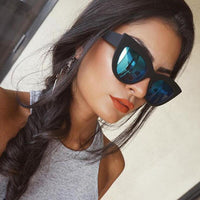 Retro Thick Frame Cat Eye Sunglasses Women Ladies Brand Designer Mirror Lens Cat Eye Sun Glasses For Female oculos de sol