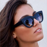 Retro Thick Frame Cat Eye Sunglasses Women Ladies Brand Designer Mirror Lens Cat Eye Sun Glasses For Female oculos de sol