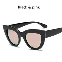 Retro Thick Frame Cat Eye Sunglasses Women Ladies Brand Designer Mirror Lens Cat Eye Sun Glasses For Female oculos de sol