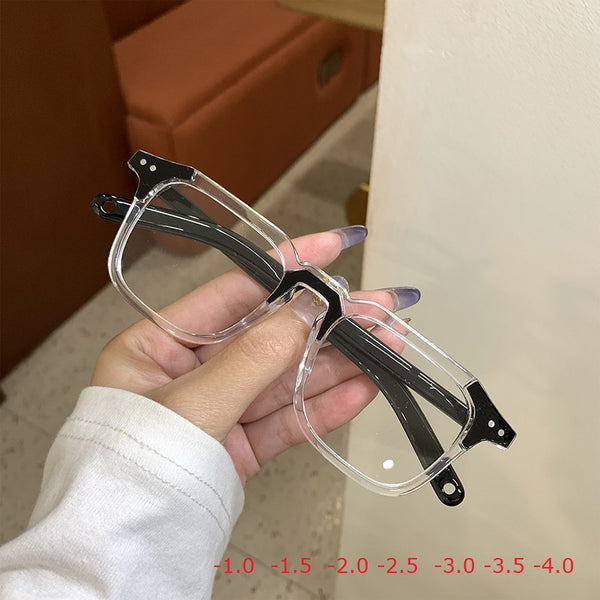 -1.0-1.5 -2-2.5-3-3.5 Finished Myopia Glasses Women Men Fashion Short-sighted Black Clear Glasses with diopters minus -4