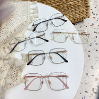 Anti-blue light crystal shiny leg women&#39;s glasses 2020 new fashion alloy square pink gold eyeglasses female computer eyewear