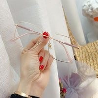 Anti-blue light crystal shiny leg women&#39;s glasses 2020 new fashion alloy square pink gold eyeglasses female computer eyewear