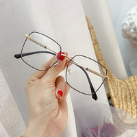 Anti-blue light crystal shiny leg women&#39;s glasses 2020 new fashion alloy square pink gold eyeglasses female computer eyewear