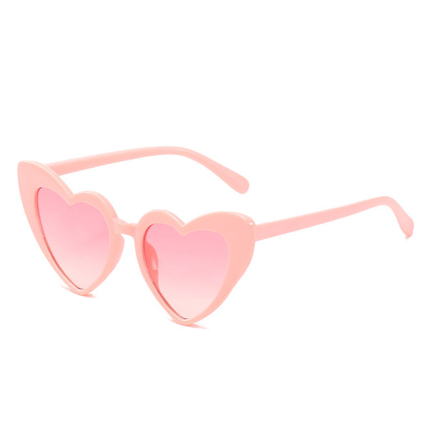 Fashion Plastic Kids Cute Heart Shaped Sunglasses Red Black White Yellow Transparent Lens Frame Woman Outdoor Beach Spectacles