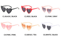 Fashion Plastic Kids Cute Heart Shaped Sunglasses Red Black White Yellow Transparent Lens Frame Woman Outdoor Beach Spectacles