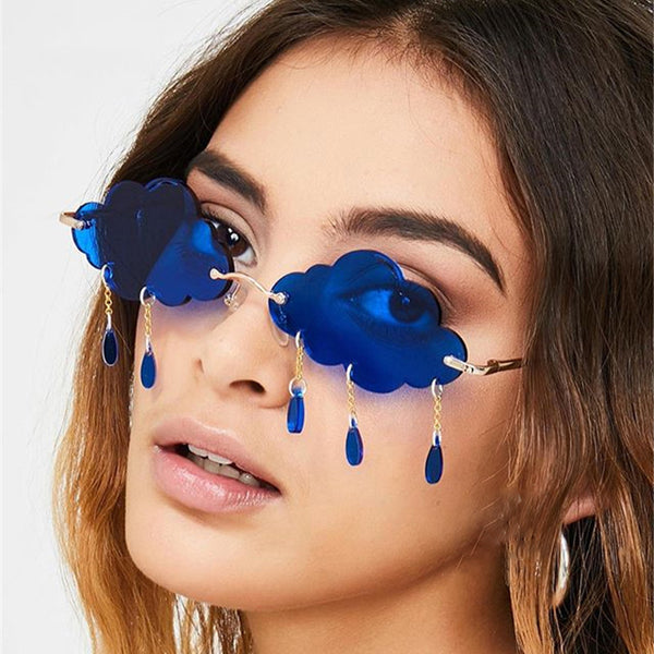 Rimless Sunglasses Women Vintage Clouds Tassel Sun Glasses Men Frameless Punk Glasses Shades Oculos UV400