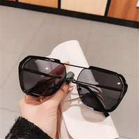 Vintage Large Frame Square Women Sunglasses One-piece Female Retro ins Yellow Sun Glasses Men Driving UV400 Eyewear