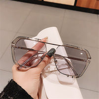 Vintage Large Frame Square Women Sunglasses One-piece Female Retro ins Yellow Sun Glasses Men Driving UV400 Eyewear