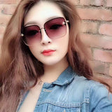 Lady Oversize Rimless Square Bee Sunglasses Women Men Small Bee Glasses Gradient Sun Glasses Female UV400