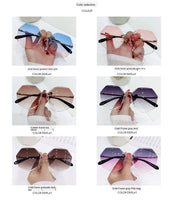 Rimless Women&#39;s Sunglasses Fashion Gradient Lenses Sun glasses Lady Vintage Alloy Legs Classic Designer Shades UV400