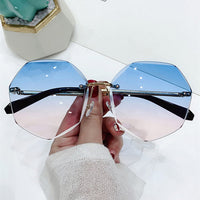 Rimless Women&#39;s Sunglasses Fashion Gradient Lenses Sun glasses Lady Vintage Alloy Legs Classic Designer Shades UV400
