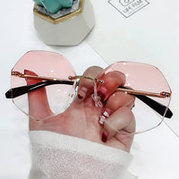 Rimless Women&#39;s Sunglasses Fashion Gradient Lenses Sun glasses Lady Vintage Alloy Legs Classic Designer Shades UV400