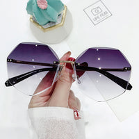 Rimless Women&#39;s Sunglasses Fashion Gradient Lenses Sun glasses Lady Vintage Alloy Legs Classic Designer Shades UV400