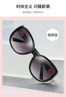 Tea Gradient Sunglasses Women Ocean Metal Pearl Fox Head Lens Metal Curved Temples Sun Glasses Female UV400