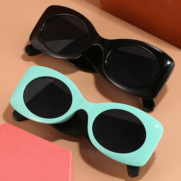 Vintage Candy Color Gradient Round Sunglasses For Women New Fashion Blue Pink Wide Leg Sun Glasses Female Small Eyewear Uv400