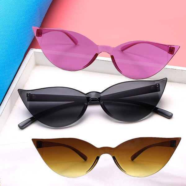 1PCs One-piece Cat Eye Sunglasses Women Brand Designer Fashion Sexy Retro Vintage Sun Glasses Eyewear Colorful Driver Goggles