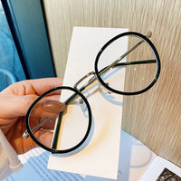 Fashion Big Round Glasses Frame Men Women Metal Glasses Frames Vintage Optical Eyeglasses Black White Spectacles