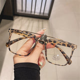 Korean Style Male Large Frame Retro Anti-blue Light Goggles Wood Grain Double Beam TR90 Plain Flat Mirror Women Glasses 2021