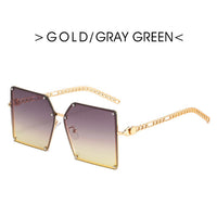 Ladies Metal Rivet Sunglasses Women Luxury Personality Big Frame Oversized Shades Chain Glasses Cool EyewearUnisex Oculos Femin