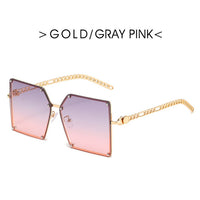 Ladies Metal Rivet Sunglasses Women Luxury Personality Big Frame Oversized Shades Chain Glasses Cool EyewearUnisex Oculos Femin