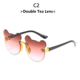 Fashion Baby Bear children&#39;s Sunglasses  Dazzle Color Gradient Cute Boys and Girls Sunglasses Rimless Cut Glasses