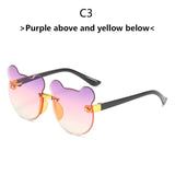 Fashion Baby Bear children&#39;s Sunglasses  Dazzle Color Gradient Cute Boys and Girls Sunglasses Rimless Cut Glasses