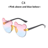 Fashion Baby Bear children&#39;s Sunglasses  Dazzle Color Gradient Cute Boys and Girls Sunglasses Rimless Cut Glasses