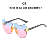 Fashion Baby Bear children&#39;s Sunglasses  Dazzle Color Gradient Cute Boys and Girls Sunglasses Rimless Cut Glasses