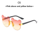 Fashion Baby Bear children&#39;s Sunglasses  Dazzle Color Gradient Cute Boys and Girls Sunglasses Rimless Cut Glasses