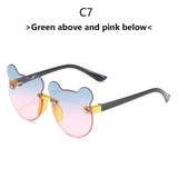 Fashion Baby Bear children&#39;s Sunglasses  Dazzle Color Gradient Cute Boys and Girls Sunglasses Rimless Cut Glasses