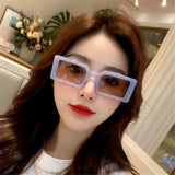 Jelly Color Small Rectangle Sunglasses for Women Female Personality Fashion Street Shooting Hip-hop Bungee Sun Glasses