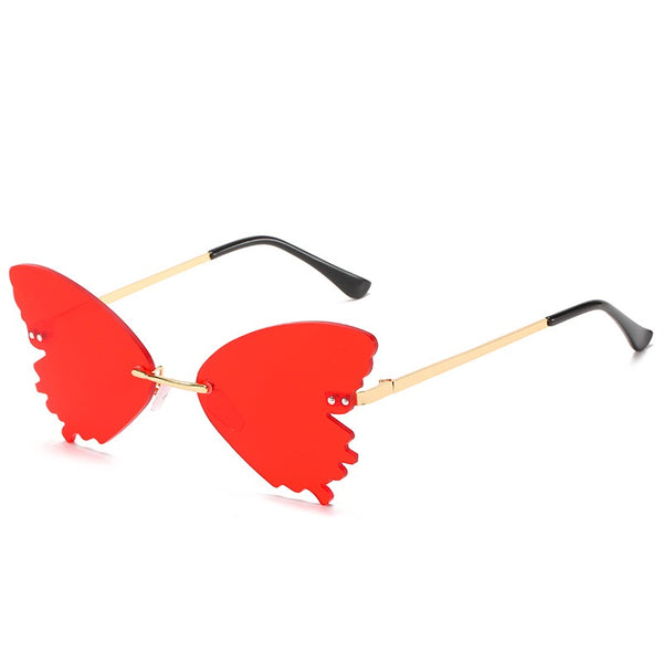 Frameless Butterfly Sunglasses for Women Rimeless Fashion Sun Glasses Female Colorful Eyewear Street Shot Ins Hot Style