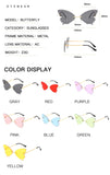 Frameless Butterfly Sunglasses for Women Rimeless Fashion Sun Glasses Female Colorful Eyewear Street Shot Ins Hot Style