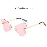 Frameless Butterfly Sunglasses for Women Rimeless Fashion Sun Glasses Female Colorful Eyewear Street Shot Ins Hot Style