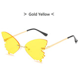 Frameless Butterfly Sunglasses for Women Rimeless Fashion Sun Glasses Female Colorful Eyewear Street Shot Ins Hot Style