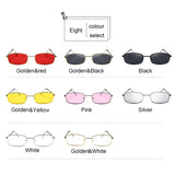 Rectangle Sunglasses Men Women Brand Designer 2021 Small Metal Sunglasses Female Red Pink Lenses Eyewear Male