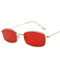 Rectangle Sunglasses Men Women Brand Designer 2021 Small Metal Sunglasses Female Red Pink Lenses Eyewear Male