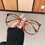 Fashion Round Women Glasses Frame Vintage Retro Clear Lens Eyewear Men Optical Leopard Green Eyeglasses Frame