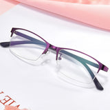 Half Frame Finished Myopia Glasses Men Women Short-sighted Eyewear -1.0-1.5-2.0 To -6.0 Anti-blue Light Prescription Glasses