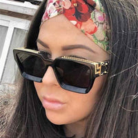 Fashion Trend Big Frame Sunglasses Green Marble Print Street Shooting Catwalk Solid Eye Sun Glasses for Women Eyewear