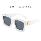 Fashion Trend Big Frame Sunglasses Green Marble Print Street Shooting Catwalk Solid Eye Sun Glasses for Women Eyewear