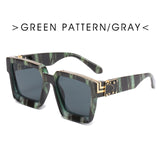 Fashion Trend Big Frame Sunglasses Green Marble Print Street Shooting Catwalk Solid Eye Sun Glasses for Women Eyewear