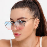 Women Sunglasses Rimless UV400 Brand Designer High Quality Gradient Sun Glasses Female oculos