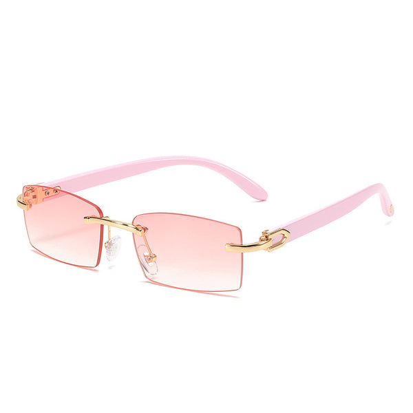 New Punk rimless Sunglasses Rimless Rectangle  Men Women Vintage Shades Driving Sun Glass Frameless Gradient Fashion