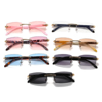 New Punk rimless Sunglasses Rimless Rectangle  Men Women Vintage Shades Driving Sun Glass Frameless Gradient Fashion