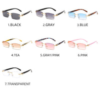 New Punk rimless Sunglasses Rimless Rectangle  Men Women Vintage Shades Driving Sun Glass Frameless Gradient Fashion